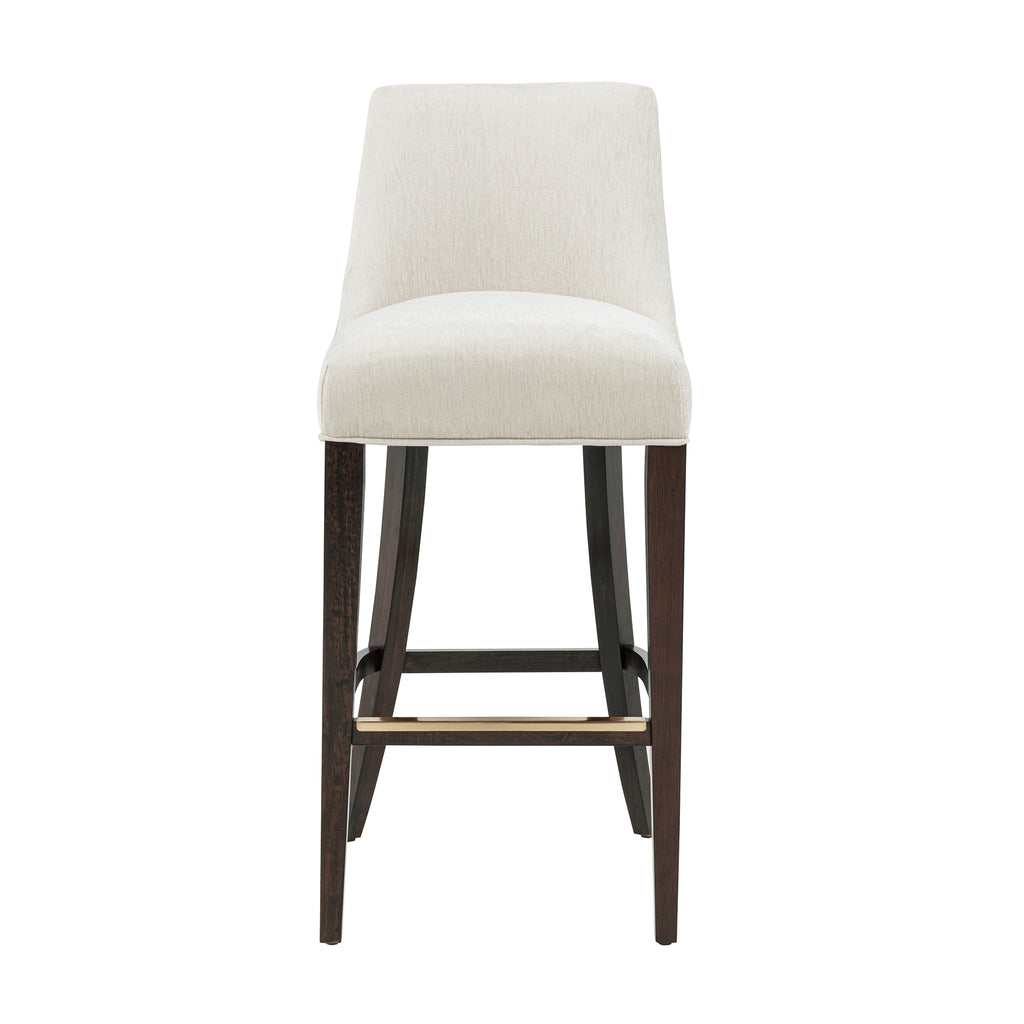 Manhattan Comfort Beever Modern Chenille Wood Upholstered Barstool in Cream