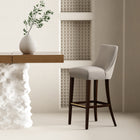 Manhattan Comfort Beever Modern Chenille Wood Upholstered Barstool in Taupe