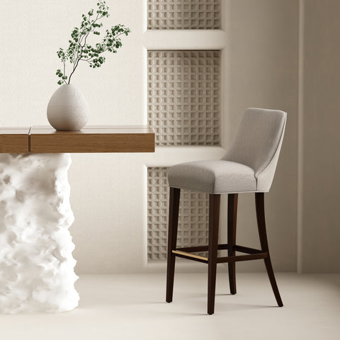 Manhattan Comfort Beever Modern Chenille Wood Upholstered Barstool in Taupe