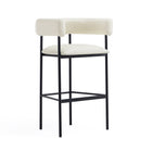 Manhattan Comfort Onda Contemporary Vegan Leather Metal Upholstered Barstool in Ivory