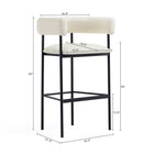 Manhattan Comfort Onda Contemporary Vegan Leather Metal Upholstered Barstool in Ivory