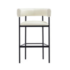 Manhattan Comfort Onda Contemporary Vegan Leather Metal Upholstered Barstool in Ivory