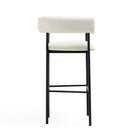 Manhattan Comfort Onda Contemporary Vegan Leather Metal Upholstered Barstool in Ivory