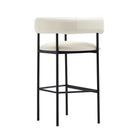 Manhattan Comfort Onda Contemporary Vegan Leather Metal Upholstered Barstool in Ivory