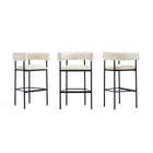 Manhattan Comfort Onda Contemporary Vegan Leather Metal Upholstered Barstool in Ivory