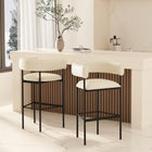 Manhattan Comfort Onda Contemporary Vegan Leather Metal Upholstered Barstool in Ivory