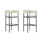 Manhattan Comfort Onda Contemporary Vegan Leather Metal Upholstered Barstool in Ivory