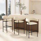 Manhattan Comfort Onda Contemporary Vegan Leather Metal Upholstered Barstool in Ivory