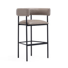 Manhattan Comfort Onda Contemporary Vegan Leather Metal Upholstered Barstool in Taupe
