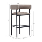 Manhattan Comfort Onda Contemporary Vegan Leather Metal Upholstered Barstool in Taupe