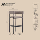 Manhattan Comfort Onda Contemporary Vegan Leather Metal Upholstered Barstool in Taupe