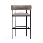 Manhattan Comfort Onda Contemporary Vegan Leather Metal Upholstered Barstool in Taupe