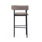 Manhattan Comfort Onda Contemporary Vegan Leather Metal Upholstered Barstool in Taupe