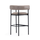 Manhattan Comfort Onda Contemporary Vegan Leather Metal Upholstered Barstool in Taupe