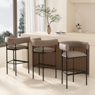 Manhattan Comfort Onda Contemporary Vegan Leather Metal Upholstered Barstool in Taupe