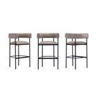 Manhattan Comfort Onda Contemporary Vegan Leather Metal Upholstered Barstool in Taupe