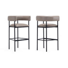 Manhattan Comfort Onda Contemporary Vegan Leather Metal Upholstered Barstool in Taupe