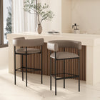 Manhattan Comfort Onda Contemporary Vegan Leather Metal Upholstered Barstool in Taupe