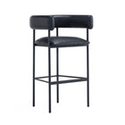 Manhattan Comfort Onda Contemporary Vegan Leather Metal Upholstered Barstool in Black