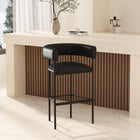 Manhattan Comfort Onda Contemporary Vegan Leather Metal Upholstered Barstool in Black