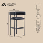 Manhattan Comfort Onda Contemporary Vegan Leather Metal Upholstered Barstool in Black