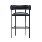 Manhattan Comfort Onda Contemporary Vegan Leather Metal Upholstered Barstool in Black