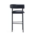 Manhattan Comfort Onda Contemporary Vegan Leather Metal Upholstered Barstool in Black