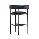 Manhattan Comfort Onda Contemporary Vegan Leather Metal Upholstered Barstool in Black