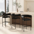 Manhattan Comfort Onda Contemporary Vegan Leather Metal Upholstered Barstool in Black