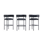 Manhattan Comfort Onda Contemporary Vegan Leather Metal Upholstered Barstool in Black