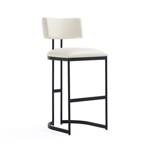 Manhattan Comfort Juno Contemporary Modern Metal Barstool in Ivory