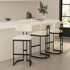 Manhattan Comfort Juno Contemporary Modern Metal Barstool in Ivory