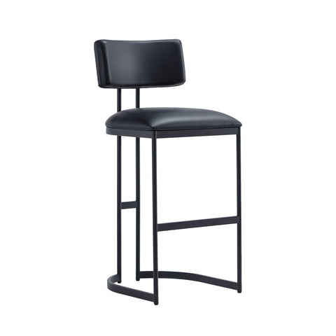 Manhattan Comfort Juno Contemporary Modern Metal Barstool in Black
