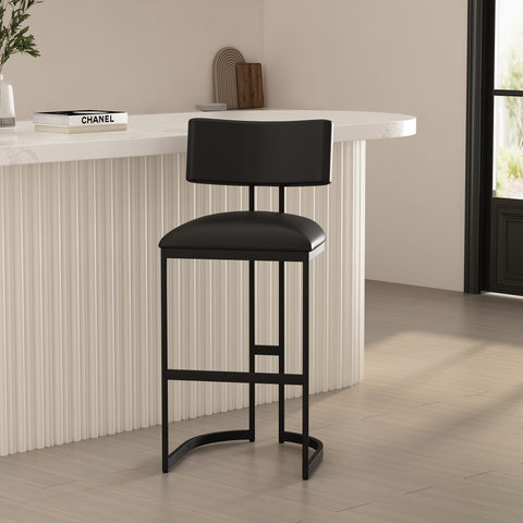 Manhattan Comfort Juno Contemporary Modern Metal Barstool in Black