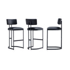 Manhattan Comfort Juno Contemporary Modern Metal Barstool in Black