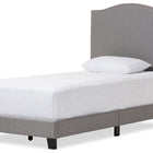 Baxton Studio Benjamin Modern and Contemporary Grey Fabric Upholstered Twin Size Arched Bed with Nail Heads