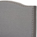Baxton Studio Benjamin Modern and Contemporary Grey Fabric Upholstered Twin Size Arched Bed with Nail Heads