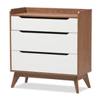 Baxton Studio Brighton Mid-Century Modern White and Walnut Wood 3-Drawer Storage Chest