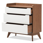 Baxton Studio Brighton Mid-Century Modern White and Walnut Wood 3-Drawer Storage Chest