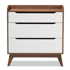 Baxton Studio Brighton Mid-Century Modern White and Walnut Wood 3-Drawer Storage Chest