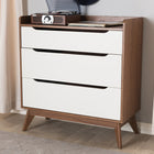Baxton Studio Brighton Mid-Century Modern White and Walnut Wood 3-Drawer Storage Chest