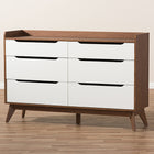 Baxton Studio Brighton Mid-Century Modern White and Walnut Wood 6-Drawer Storage Dresser