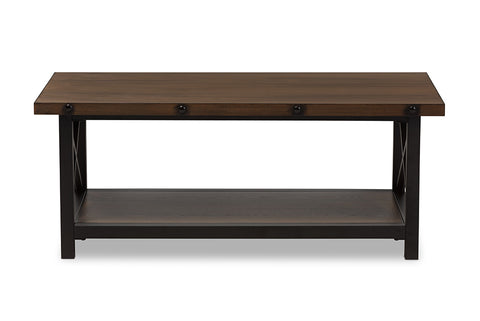 Baxton Studio Herzen Rustic Industrial Style Antique Black Textured Finished Metal Distressed Wood Occasional Cocktail Kitchen Cart