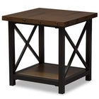 Baxton Studio Herzen Rustic Industrial Style Antique Black Textured Finished Metal Distressed Wood Occasional End Table