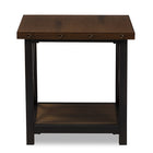 Baxton Studio Herzen Rustic Industrial Style Antique Black Textured Finished Metal Distressed Wood Occasional End Table