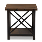 Baxton Studio Herzen Rustic Industrial Style Antique Black Textured Finished Metal Distressed Wood Occasional End Table