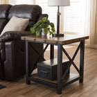 Baxton Studio Herzen Rustic Industrial Style Antique Black Textured Finished Metal Distressed Wood Occasional End Table