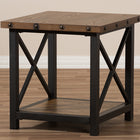 Baxton Studio Herzen Rustic Industrial Style Antique Black Textured Finished Metal Distressed Wood Occasional End Table