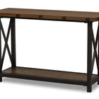 Baxton Studio Herzen Rustic Industrial Style Antique Black Textured Finished Metal Distressed Wood Occasional Console Table