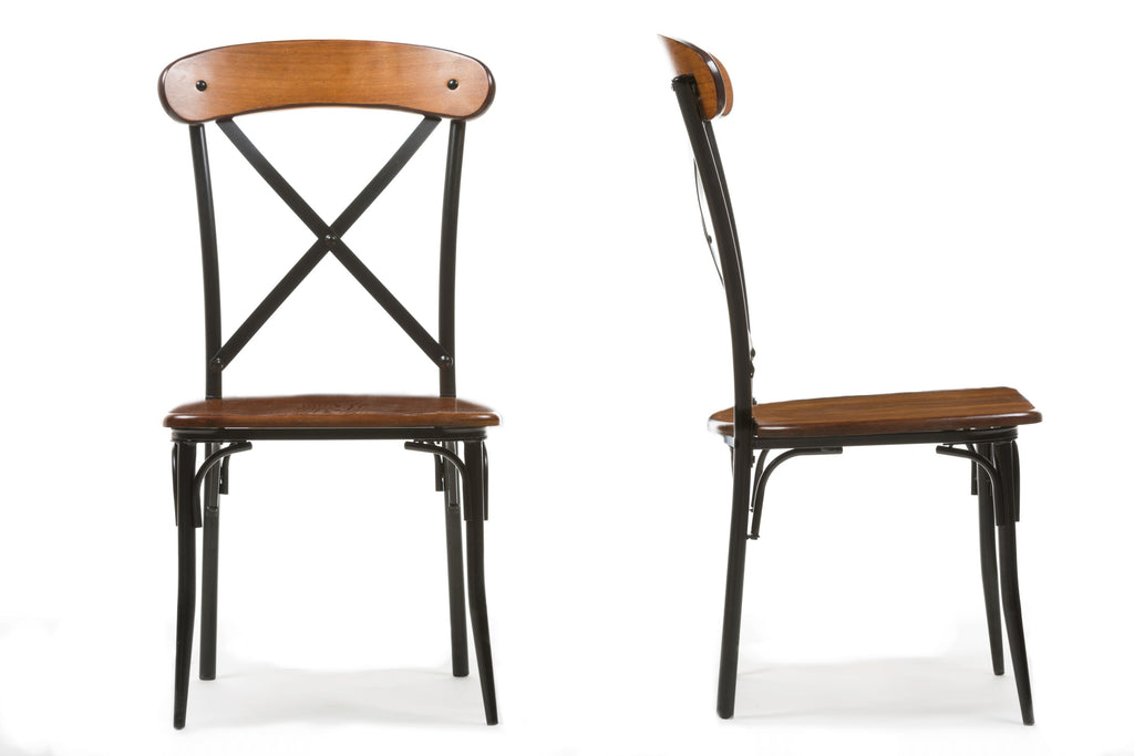 Baxton Studio Broxburn Light Brown Wood & Metal Dining Chair - Set of 2